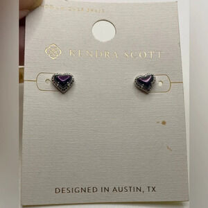 KENDRA SCOTT Ari Heart 14k Genuine Stone Deep Purple Oil Slick Earrings NEW NWT